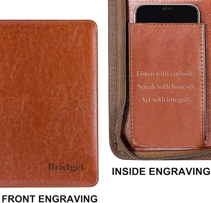 Customized Organizer Padfolio Planner for Men, Personalized Leather Portfolio for Staffs Colleague Employee, Gifts for Graduates, Perfect for Graduation, Birthday, Anniversary, Fathers Day, Christmas