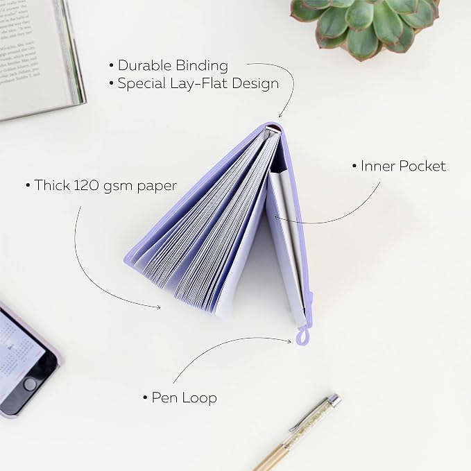 Clever Fox Dotted Notebook – Dot Grid Bullet Numbered Pages Hard Cover Notebook Journal With Thick 120g Paper and Pen Loop, Stickers, 3 Bookmarks, Smooth Faux Leather, 5'' x 8.25'' - Lavender
