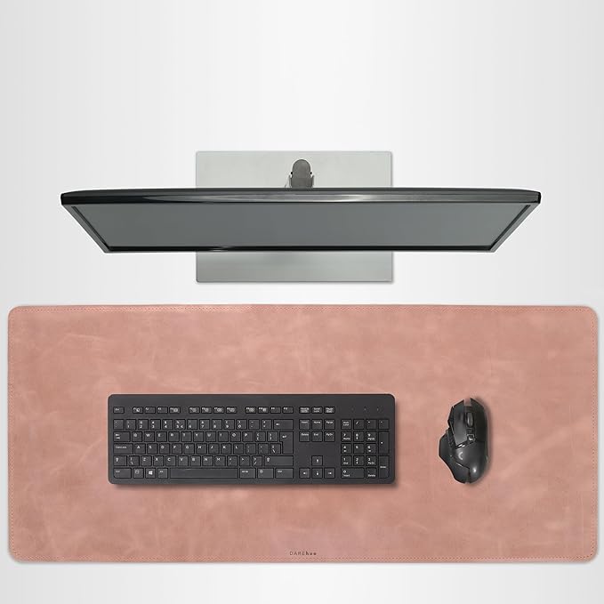 Full Grain Genuine Leather Desk Pad – Rose Pink (XL) - Premium Desk Mat with Non-Slip Backing, Thick 3mm, Office Desk Protector for Work & Gaming (Extra Large 35.4 x 15.7 inch)