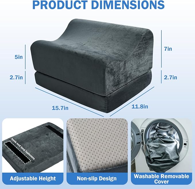 Foot Rest for Under Desk at Work, Adjustable Height Footstool | for Office, Home, Sofa, Gaming. Anti-slip Base. Ergonomic Design Supports Feet, Legs,Reduces Back and Hip Fatigue