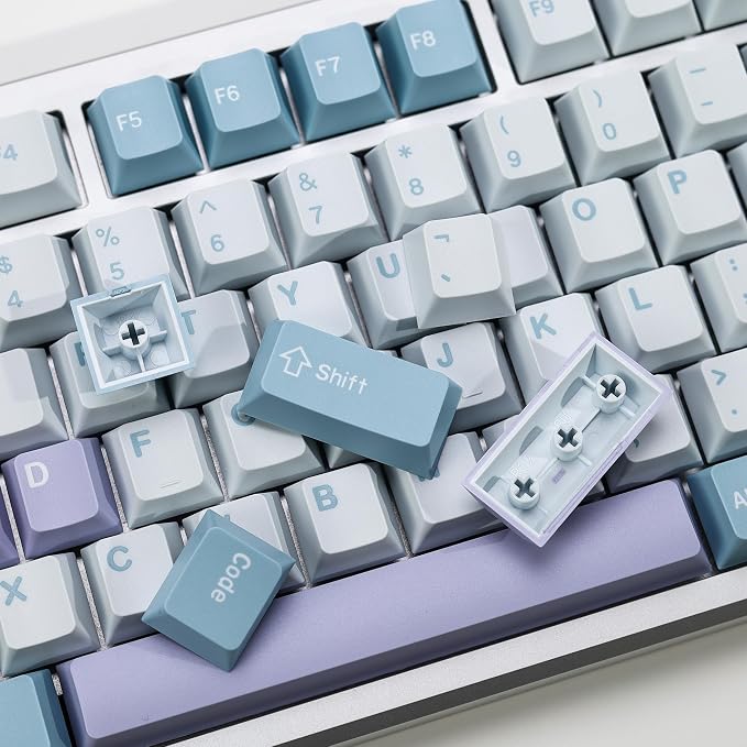Illusion PBT Double Shot Keycap Set,174 Keys Cute Blue Custom Key Cap Keycaps 70 Percent Cherry Profile Keycaps for 61/64/68/84/87/100/104/108 Mechanical Keyboard