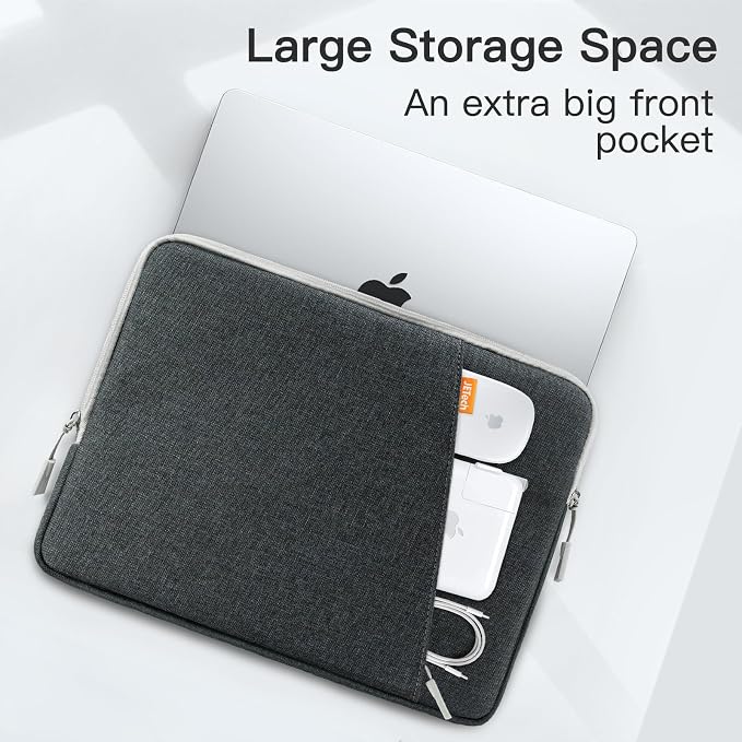 JETech Laptop Sleeve for MacBook Neo (A18 Pro), 14-InchMacBook Air/Pro, MacBook Pro M1-M5 2021-2026, Waterproof Bag Case with Pocket, Compatible with 14 Inch Notebook (Dark Grey)