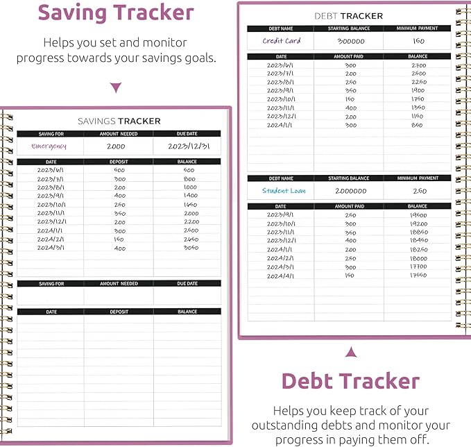 Budget Planner - Monthly Budget Book with Expense Tracker Notebook, Undated Bill Organizer & Finance Planner to Take Control of Your Money, Account Book to Manage Your Finances-Purple