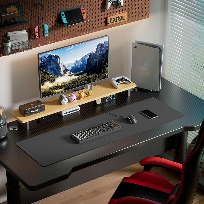 Aothia Leather Desk Pad Protector, Office Desk Mat, Large Mouse Pad, Laptop Desk Pad, Non-Slip PU Leather Desk Blotter, Waterproof Desk Writing Pad for Office and Home (Grey, 55" x 17")