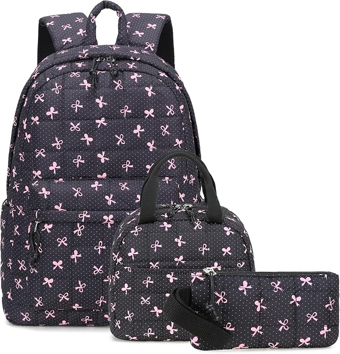 LEDAOU Kids Backpack for Girls Backpacks with Lunch Box, Lightweight Bookbag Set Elementary Middle School Back pack for 8-14