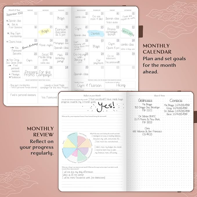 Legend Undated Weekly Planner – Goal Planner Journal & Organizer Notebook – Agenda Book with Monthly Calendar & To-Do List, A5 (Dark Brown)
