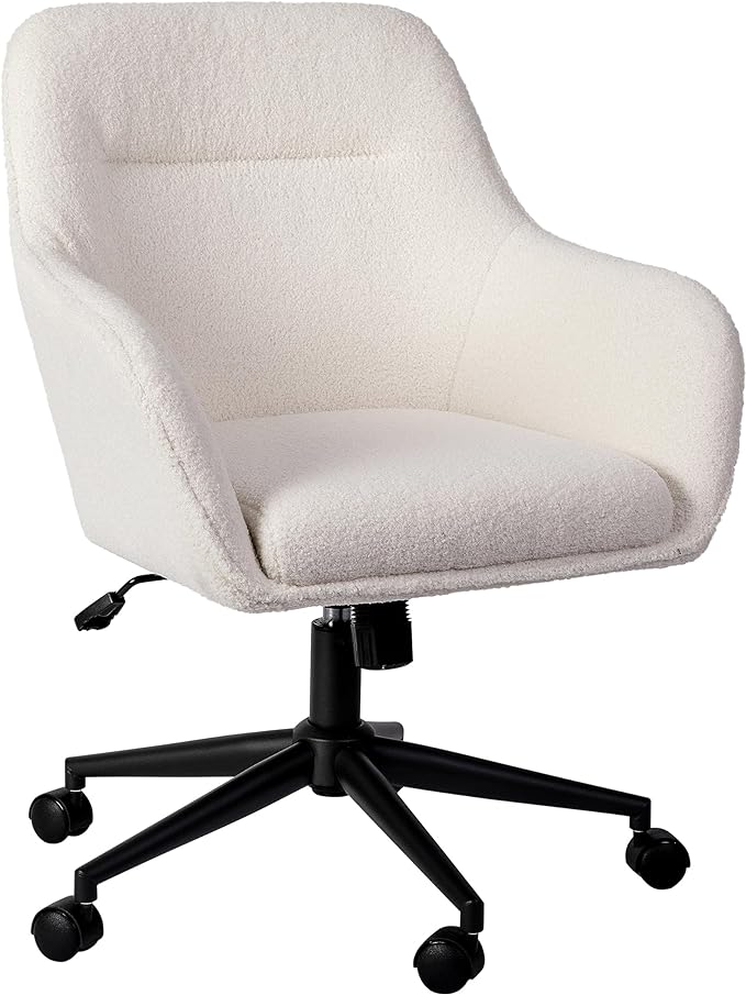 Martha Stewart Rayna Upholstered Office Chair, White | Oil Rubbed Bronze Frame