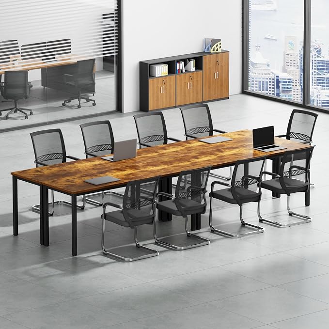 Need Large Computer Desk 70.8 x 23.6 inches Conference Table Large Office Desk Writing Table Workstation for Home Office,Rustic Brown & Black 10FJGSAC3-180FG-60-ND