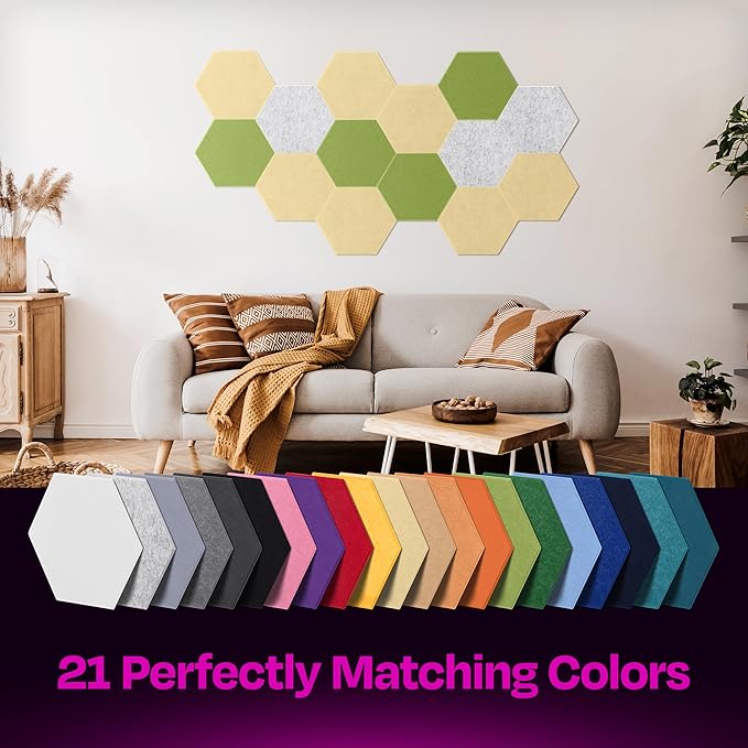 Acoustic Panels 12-Pack Soundproof Wall Panels 12"X10.4"X0.4" Sound Panels High Density Sound Dampening Panels - [Cancun Sand Hexagon]