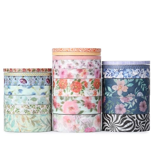 Mr. Pen- Washi Tape Set, 21 Rolls, Assorted Sizes, Floral Vintage | 5 Yards/Roll, Washi Tape for Scrapbook, Arts, Crafts, Journals and Planners