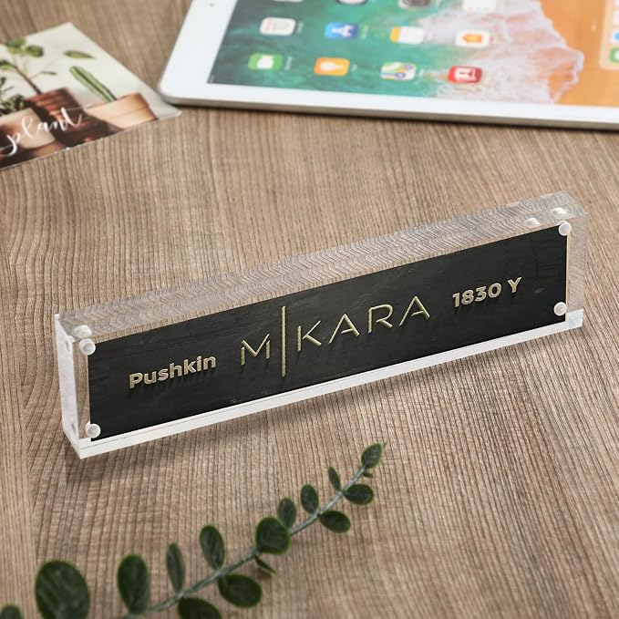 Geetery 20 Pcs Acrylic Office Desk Name Plate Personalized Clear Acrylic Block Double Sided Table Name Plate Holder Business Magnet Frame DIY Desktop Holder Accessories Decor (2" X 8")