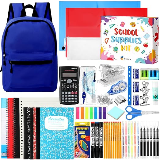 Gilprop 126 Pcs 2026 Middle High School Supplies Kit with Backpack for Student 6-12 Grades, Back to School Supplies Bulk Bundle Essential Notebook Calculator for Senior Student(Navy Blue)