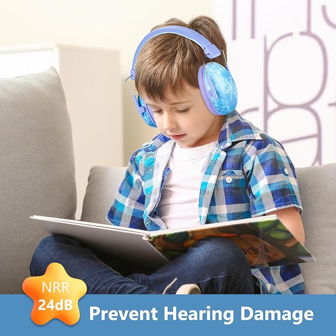 ProCase Kids Noise Cancelling Headphones, Kids Ear Protection Monster Jam Truck, Fireworks Hearing Protection Noise Reduction, Noise Canceling Earmuffs for Sensory Autism Toddler Children -Snowflake