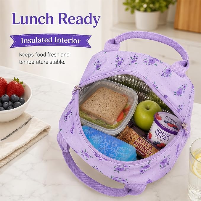 LEDAOU Kids Backpack for Girls Backpacks with Lunch Box, Lightweight Bookbag Set Elementary Middle School Back pack for 8-14
