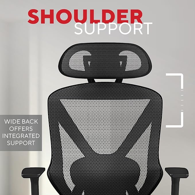 Staples Dexley Ergonomic Mesh Office Chair - Adjustable Height, Swivel Tilt, Lumbar Support, Black