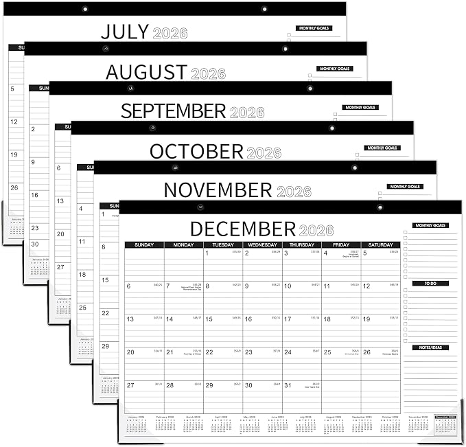 2026-2027 Desk Calendar - Desk Calendar 2026-2027, July 2026 - December 2027, 18 Monthly Desk Pad/Wall Calendar, 2-in-1 Desktop Calendar, 17" x 12", Thick Paper, Corner Protectors