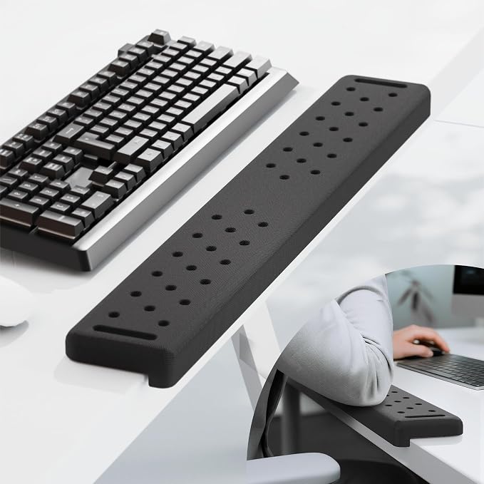 MEKASS L-Shaped Desk Long Elbow Pad for Desk, Memory Foam Elbow Support Padding with Non-Slip, Ergonomic Desk Edge Cushion, Wrist Comfort Support for Office Home (Dimpled Texture)