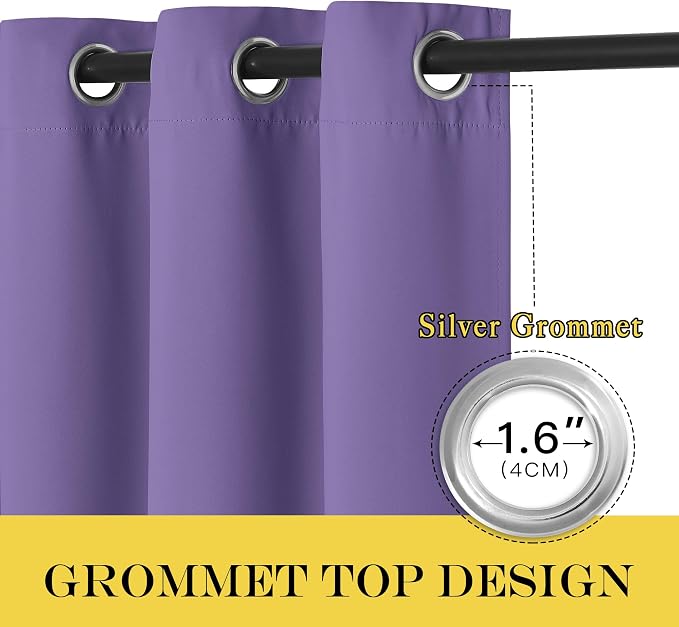 NICETOWN Blackout Curtains 63 inches Long for Living Room Bedroom, Grommet Thermal Insulated Room Divider Drape Window Treatment for Sliding Patio Door, W100 x L63, 1 Panel, Lilac Purple
