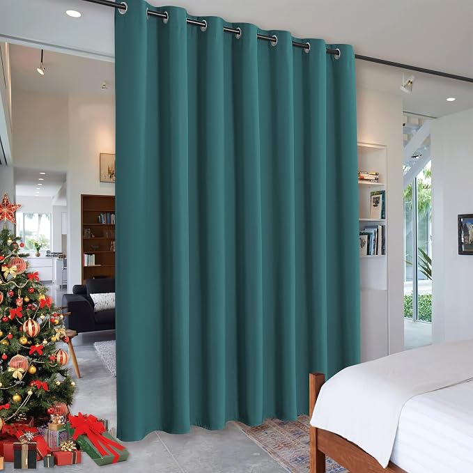 RYB HOME Room Divider Curtains Thermal Insulated Noise Reduce Privacy Window Curtains for Kids Bedroom Nursery Laundry Room Partitions, Wide 150 inches x Long 96 inches, Teal, 1 Panel
