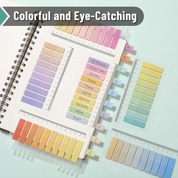 Mr. Pen- Colorful Sticky Tabs, 1600 pcs, Translucent Page Markers | Water-Resistant Book Tabs for Annotating, Bible Study, Planning, Indexing & Document Organization
