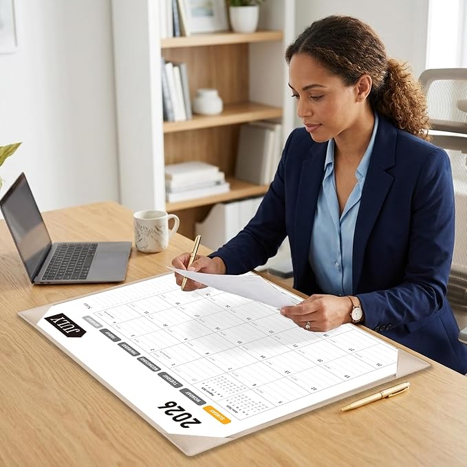 Large Desk Calendar 2026-2027, 22x17 Inch PU Leather Desk Pad Calendar, 18 Months (Jul 2026 - Dec 2027), Big Desktop Blotter for Office, Home & Classroom (Apricot)