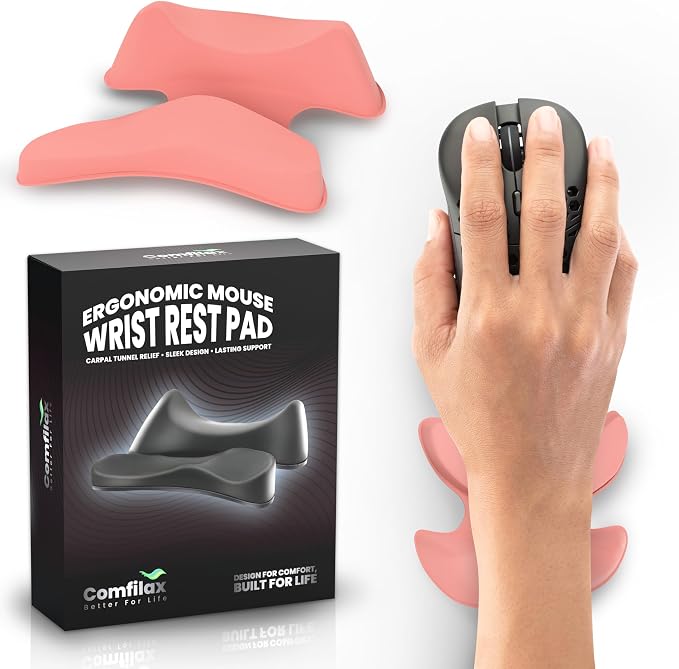 GlideX r2.0 Ergonomic Mouse Wrist Rest – Compact Sliding Wrist Pad with Low Profile Design for Desk Laptop Travel, Fits Small to Medium Hands (Pink)