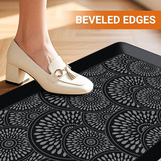 Mattitude 4/5 Inch Kitchen Mat, 20x38in Heavy Duty Ergonomic Comfort Foam Standing Desk Mat, Waterproof Non-Slip Standing Mats and Rugs for Kitchen, Office, Black