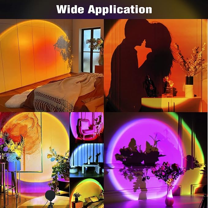Balkwan Sunset Lamp Projection Rotation LED Romantic Modern Floor Stand Night Light with USB for Living Room Bedroom Aesthetic Decor Christmas Party Gifts Idea for Girls Women (16 Colors)