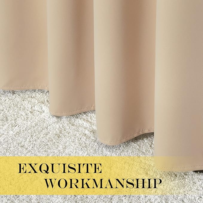 NICETOWN Bedroom Blackout Window Curtain 54 inches Length - Window Treatment Thermal Insulated Solid Grommet Room Darkening Drape for Bedroom (Biscotti Beige, 1 Panel, W66 x L54)