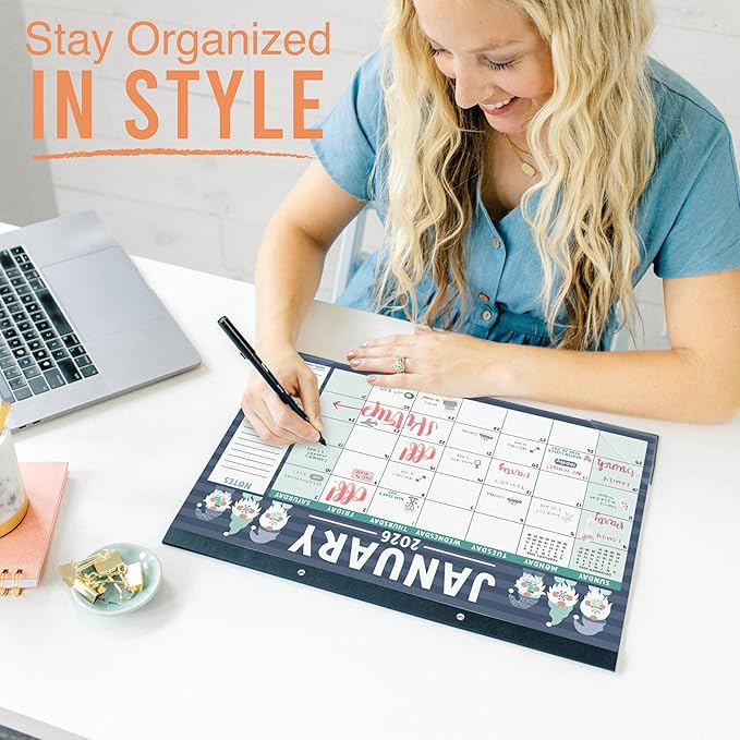 Hadley Designs Large Teacher Desk Calendar 2026-2027 - Desktop Calendar 2026, 18-Month Desk Calendars for Home, Office & Classroom, Cute Classroom Must Haves, Back to School Teacher Gifts