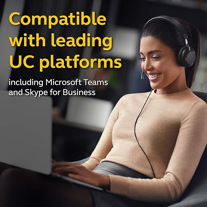 Jabra Evolve2 40 UC Wired Headphones, USB-C, Stereo, Black – Telework Headset for Calls and Music, Enhanced All-Day Comfort, Passive Noise Cancelling Headphones, UC-Optimized with USB-C Connection
