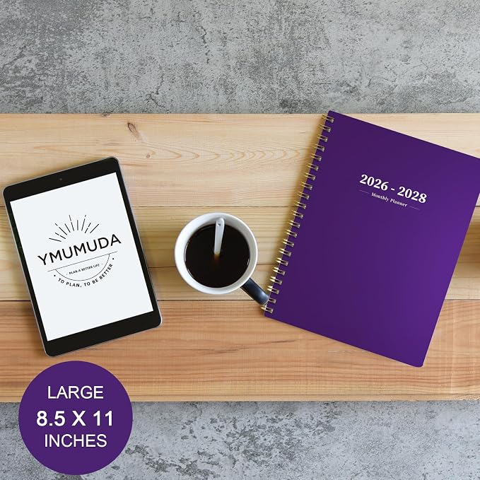 2026-2028 Monthly Planner - 2 Year Monthly Planner Calendar 2026-2028, Jul 2026 - Jun 2028, 8.5" x 11", 24 Months, Spiral-Bound, Tabs, Holidays, Notes, Ideal for School Office Home Planning