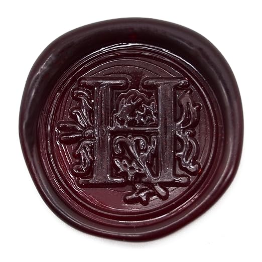 Medieval Initial Alphabet Wax Seal Stamp, Brass Head Wooden Handle, for Thanksgiving Card/Envelope/Gift Wrap/Wedding Engagement Party Invitation - Letter H