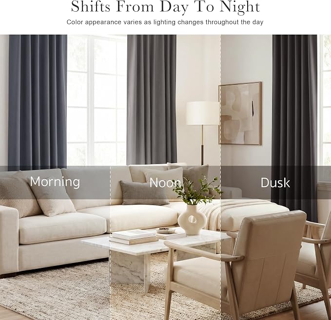 PONY DANCE Extra Long Blackout Curtains 120 inches Long for Bedroom, 10 FT Rod Pocket Back Tab Room Darkening Floor to Ceiling Drapes for Living Room Windows, W 52 x L 120 inch, Grey, 2 Panels