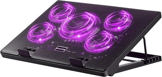 Kootek Laptop Cooling Pad, Laptop Cooler with 5 Quiet Fans for 12"-17" Computer PC Notebook Gaming Laptop Fan, Height Adjustable Laptop Cooling Stand Laptop Accessories (Purple)
