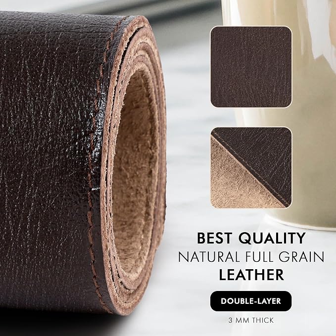 ELIZO Leather Desk Pad Real Leather Desk Mat Thick (3mm) Double Layer (32x16) Cover Blotter Desk Protector Large Computer Mat for Keyboard Mouse Pad Table Laptop Mat Office Accessories - Espresso