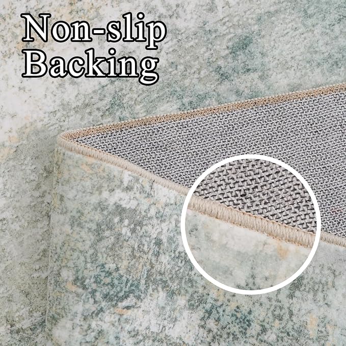 9x12 Area Rug for Living Room- Modern Abstract Machine Washable Rug Large Area Rug Indoor Stain Resistant Carpet for Bedroom Non-Slip Low Pile Soft Room Decor 9X12 Sage Green