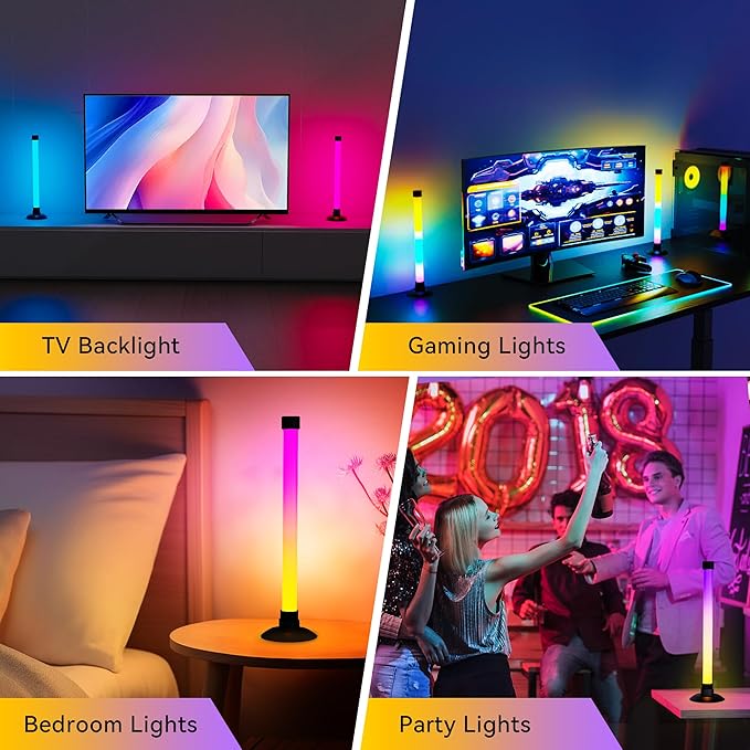 NBBUFF Led Light Bar with Music SynC Color Changing, Led Bar with App & Remote Control, RGB+IC & W Smart RGB Light Bar, USB Powered Led Lights, Dynamic PC Room Monitor Backlight Gaming, 2 Pack