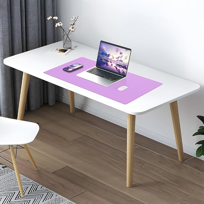 AFIING Cork Desk Mat,Purple, 23.6" x 13.8", Desk Pad Protector | Dual-Sided Natural Cork & PU Leather, Non-Slip, Waterproof, For Office, Home & Gaming