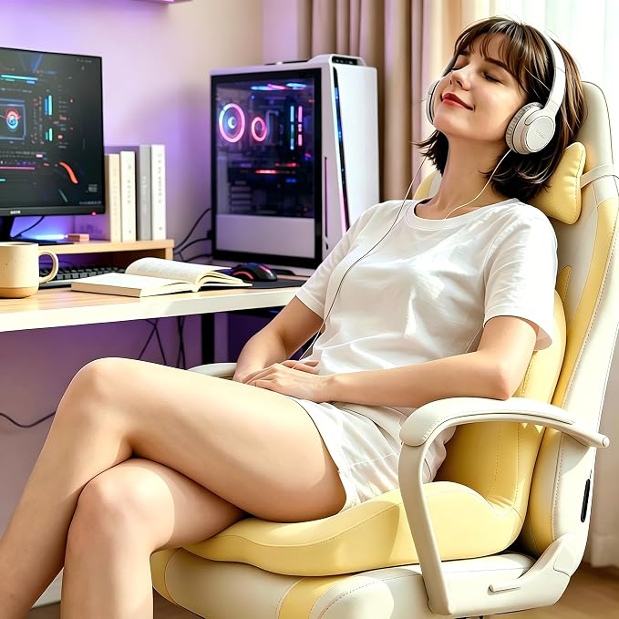 Seat Cushion for Office Chair and Car, L-Shaped Ergonomic Seat Cushions,Memory Foam Orthopedic Cushion with Coccyx Hollow,Lumbar Support & Tailbone Pain Relief for Car, Truck, Home,Gaming Chair,Yellow