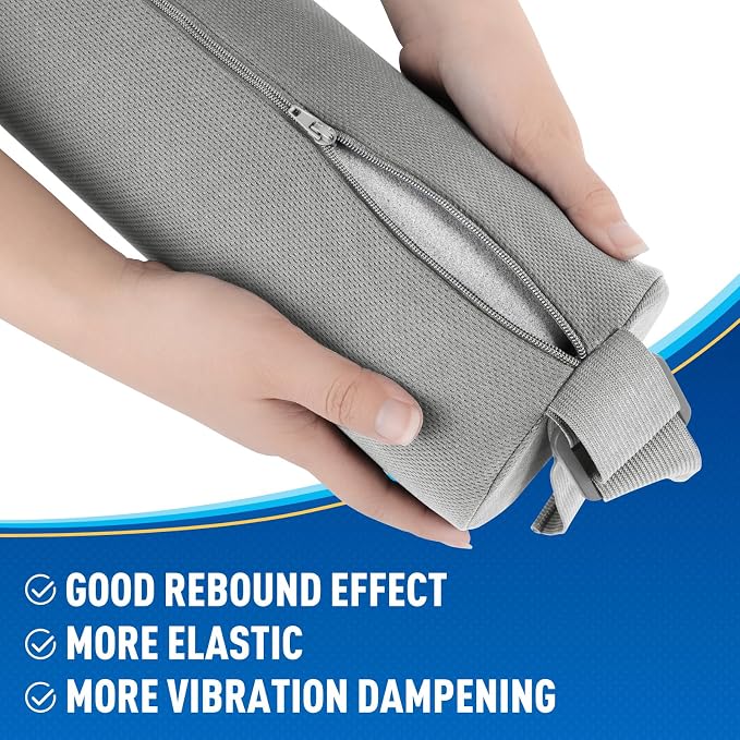 Lumbar Roll Support Pillow for Office Chair, Car, Gaming Chair, Memory Foam Back Cushion with Washable Cover for Relieving Back Pain & Improving Posture, Large,Light Grey