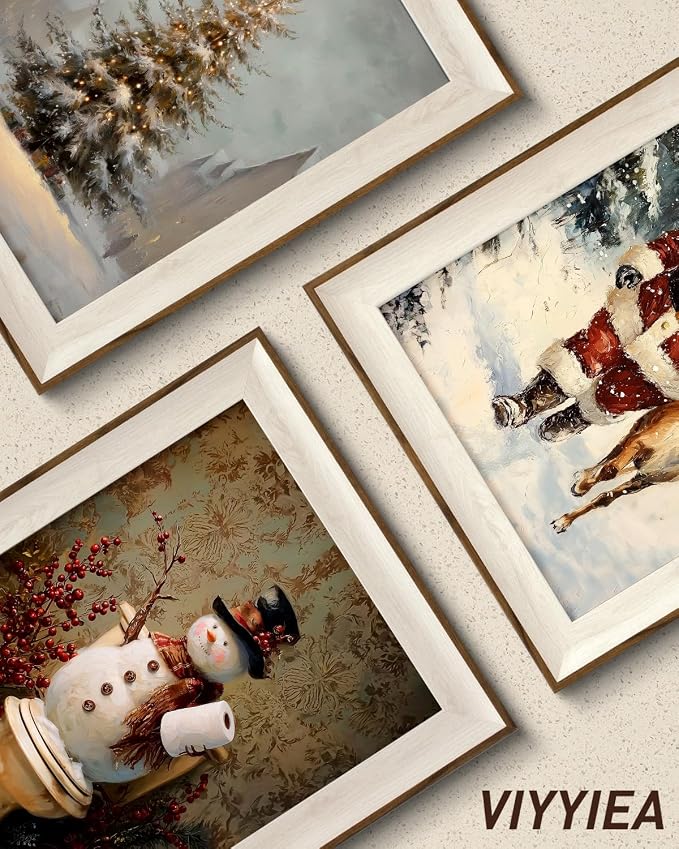 VIYYIEA Winter Framed Wall Art for Living Room, Snowman in Bathroom Canvas Prints, Oil Painting Home Decor, Christmas Picture, Bathroom Wall Decor Gifts for Friends or Family - 16L x 12W