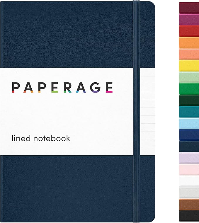 PAPERAGE Lined Journal Notebook, Hardcover Journal for Women & Men, 160 Pages, (5.6 in x 8 in), College Ruled Journaling Notebook for Work, School Supplies & Note Taking, (Navy)