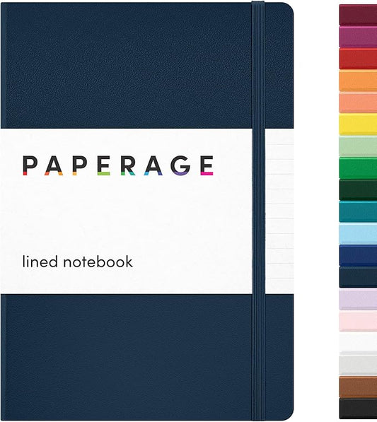 PAPERAGE Lined Journal Notebook, Hardcover Journal for Women & Men, 160 Pages, (5.6 in x 8 in), College Ruled Journaling Notebook for Work, School Supplies & Note Taking, (Navy)
