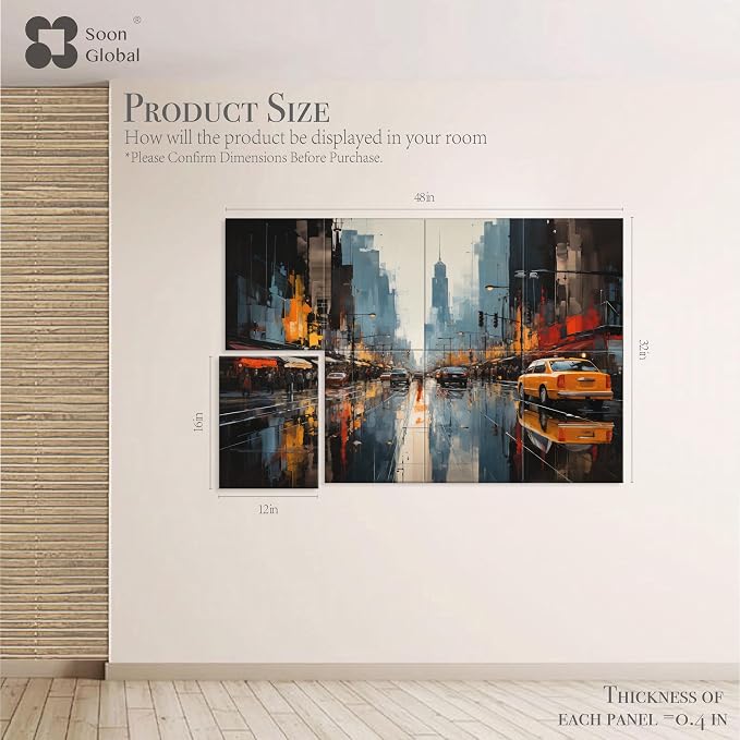 Soon Global 8-Pack Acoustic Panels, Soundproof Wall Panels, 48 X 32 Inches Sound Absorbing Panels, Decorative Acoustical Wall Panels, Acoustic Treatment for Recording Studio, Urban Pulse