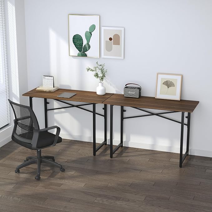 Lutown-Teen Folding Computer Desk 47 inch Writing Gaming Computer Camping Table, No Assembly Required Home Office Desk, Espresso