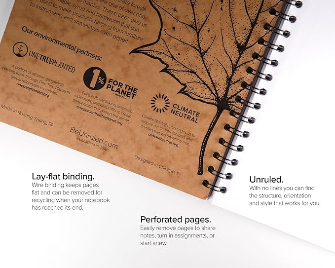 Unruled Classic Blank Spiral Notebook, 60lb Premium Plain Paper, 70 Sheets, Recycled and Sustainable, 10.5" x 8", 3 Pack, Assorted Foil/Wire