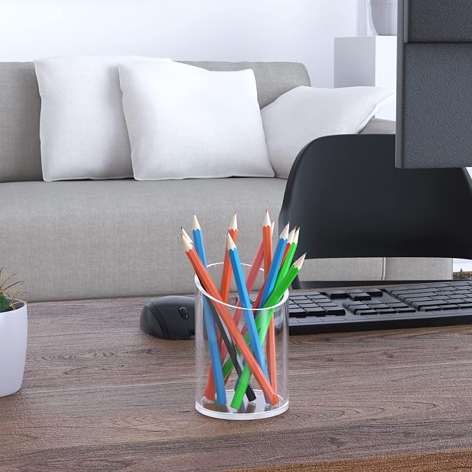 KOTEMON Pen Holder for Desk Organizer, Acrylic Makeup Brush Organizer Sanitizer Holder Pen and Pencil Holder for Office, Home, School, Clear