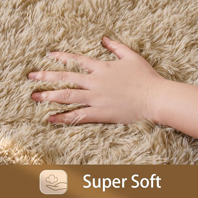HOMORE Small Rugs for Bedroom 2x3 Feet Beige Rug for Bedroom Bedside Soft Fluffy Area Rugs for Desk Indoor Entrance Door Mat, Small Runner Rugs and Carpets for Dorm Nursery, Light Tan