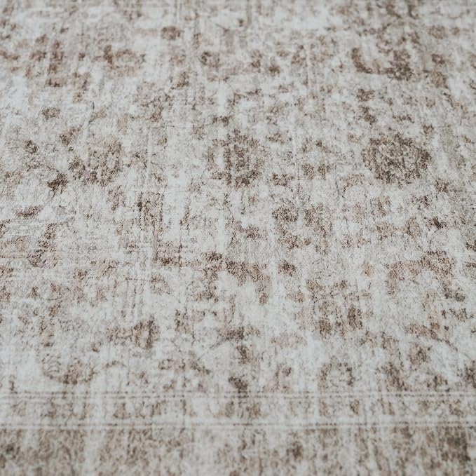 Living Room 9x12 Area Rugs - Large Boho Rugs for Living Room Stain Resistant Carpet Vintage Tribal Rugs for Bedroom with Non Slip Backing Home Decor Floor Decoration Mat 9x12 Beige/Brown